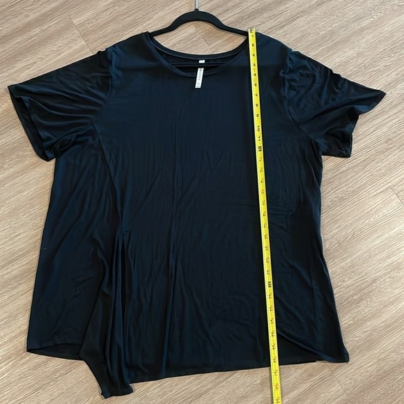Fabletics Women Shirt 3X Black Longline Soft Jersey Side Slit Asymmetrical Hem - Picture 11 of 12